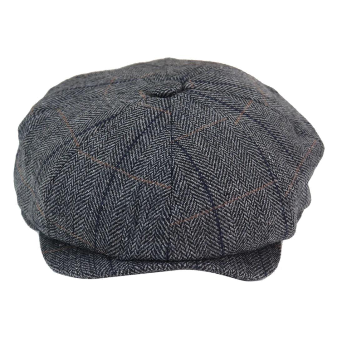Mens 8 Panel Hat Wool Baker Boy Newsboy Flat Cap Grandad Tweed Check 1920s Peaky - Knighthood Store