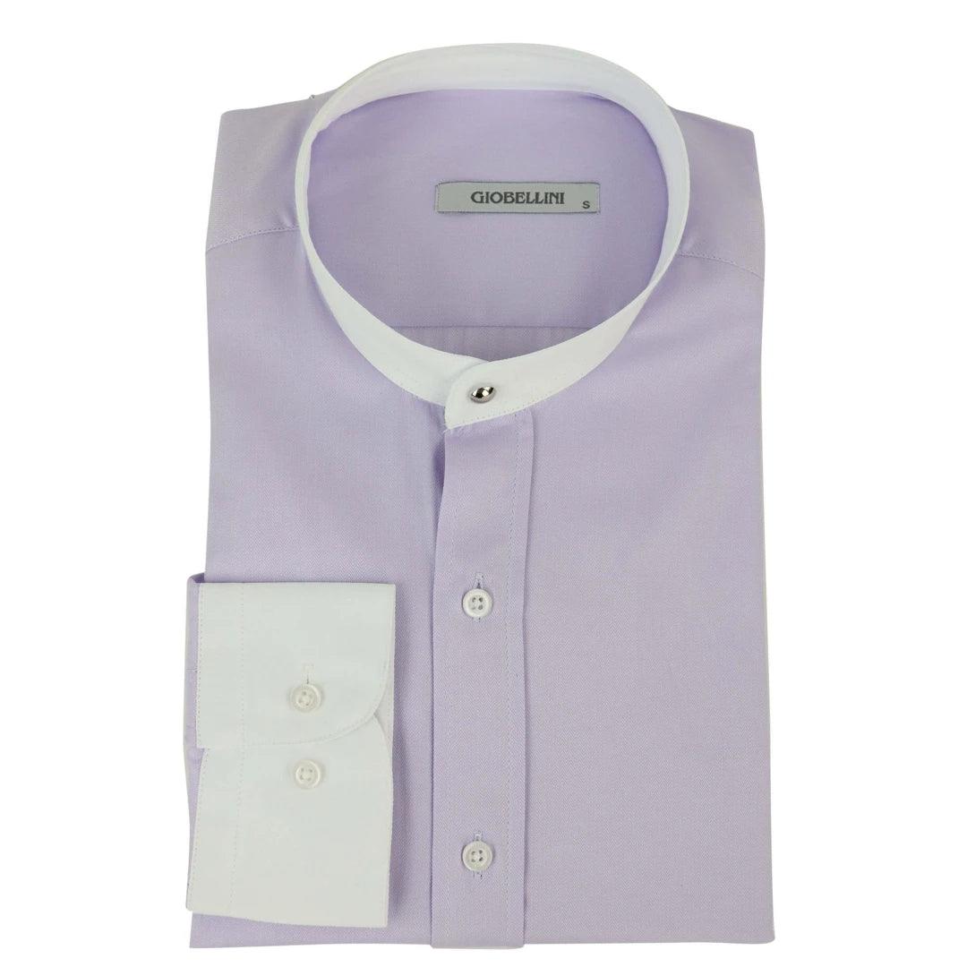 Mens Peaky Blinders Herringbone Shirt Detachable Collar Penny Button Collarless - Knighthood Store