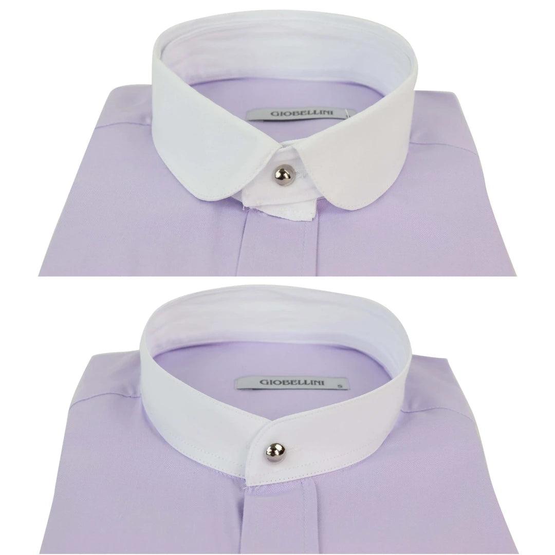 Mens Peaky Blinders Herringbone Shirt Detachable Collar Penny Button Collarless - Knighthood Store