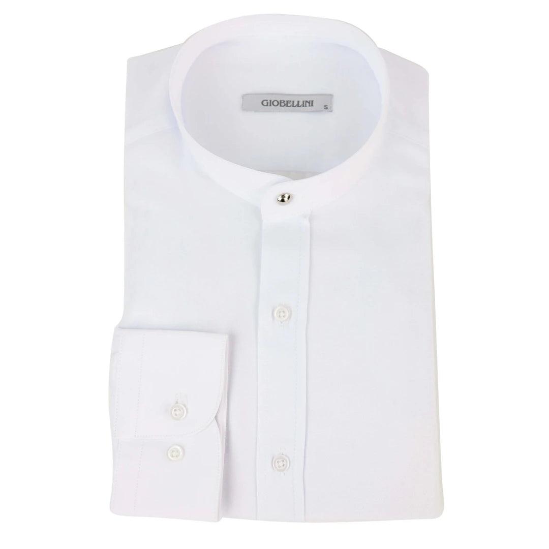 Mens Peaky Blinders Herringbone Shirt Detachable Collar Penny Button Collarless - Knighthood Store