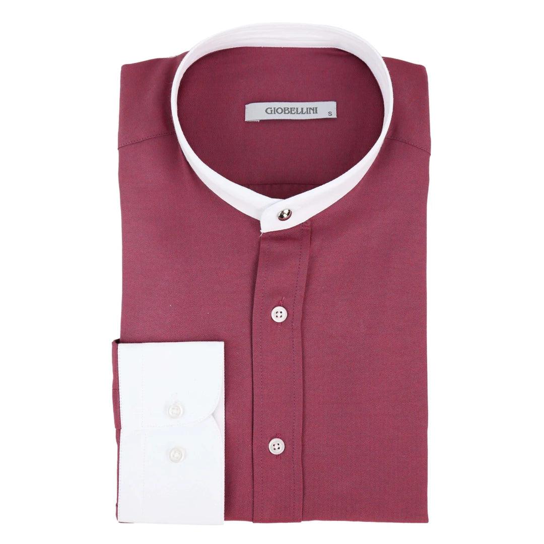Mens Peaky Blinders Herringbone Shirt Detachable Collar Penny Button Collarless - Knighthood Store