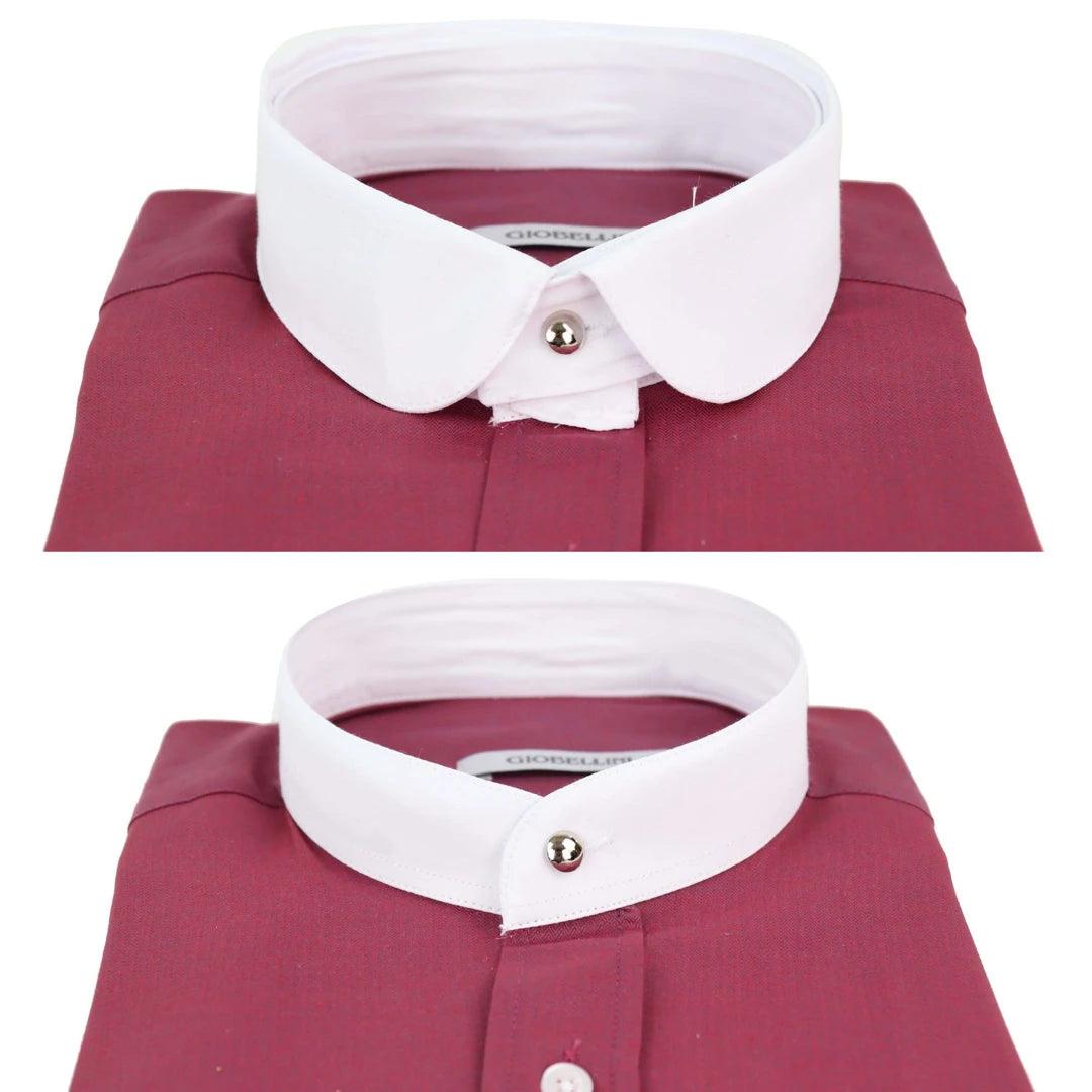 Mens Peaky Blinders Herringbone Shirt Detachable Collar Penny Button Collarless - Knighthood Store