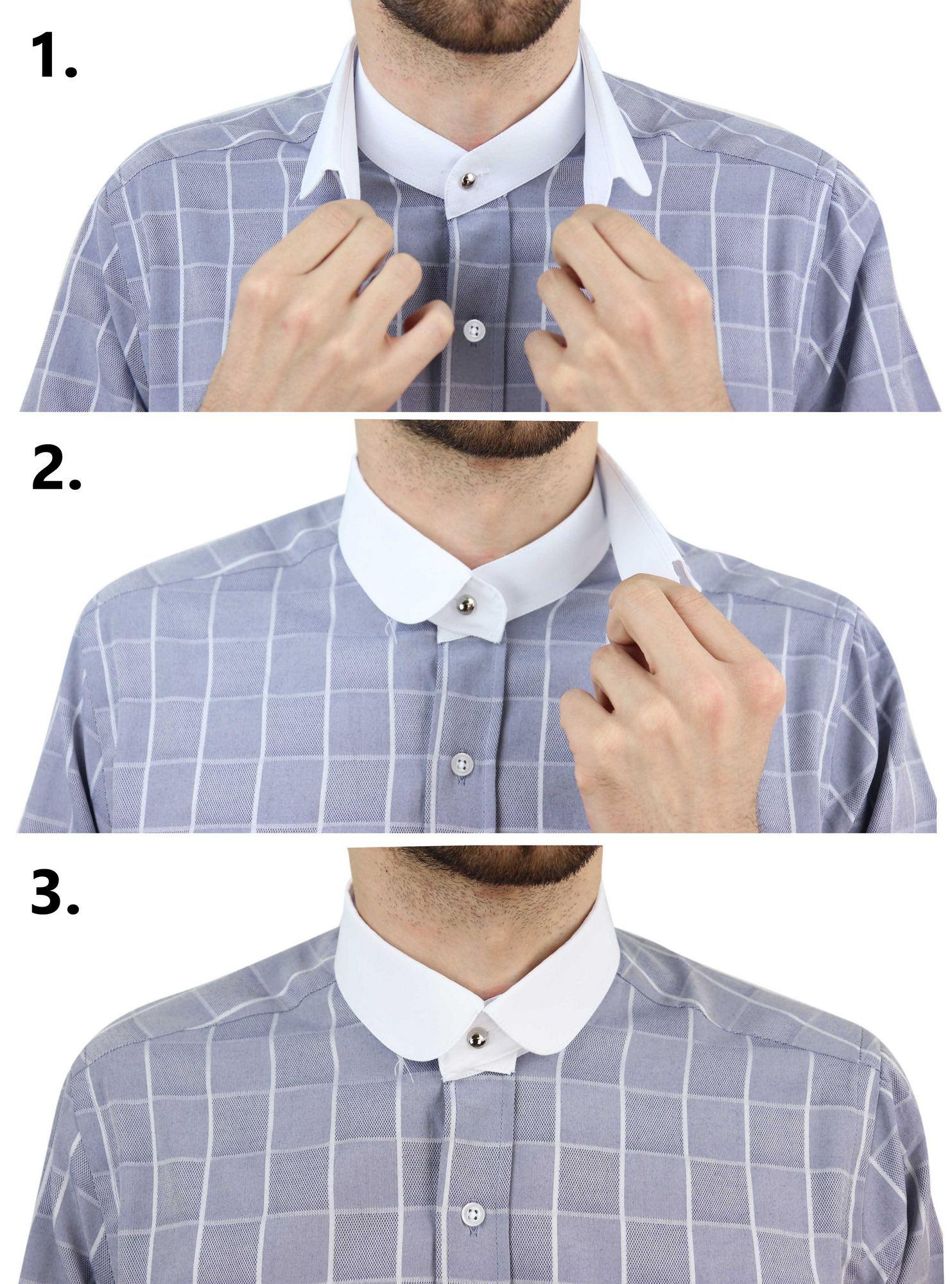 Mens Peaky Blinders Herringbone Shirt Detachable Collar Penny Button Collarless - Knighthood Store