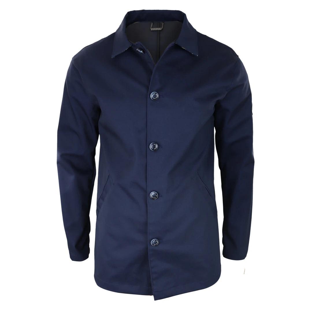 Mens Mid Length Overcoat Jacket Light Weight Smart Casual Beige Navy Mac - Knighthood Store