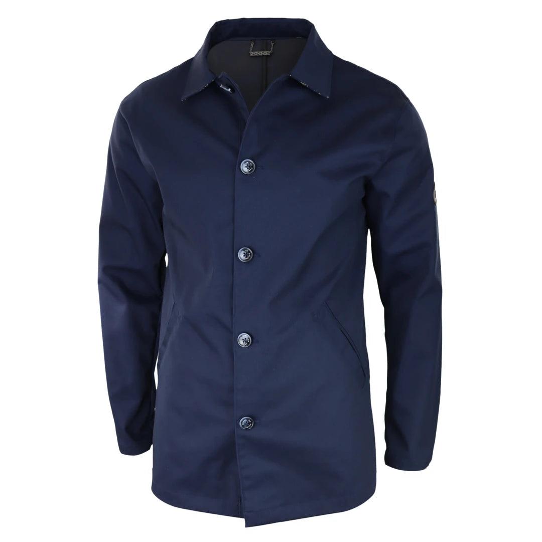 Mens Mid Length Overcoat Jacket Light Weight Smart Casual Beige Navy Mac - Knighthood Store