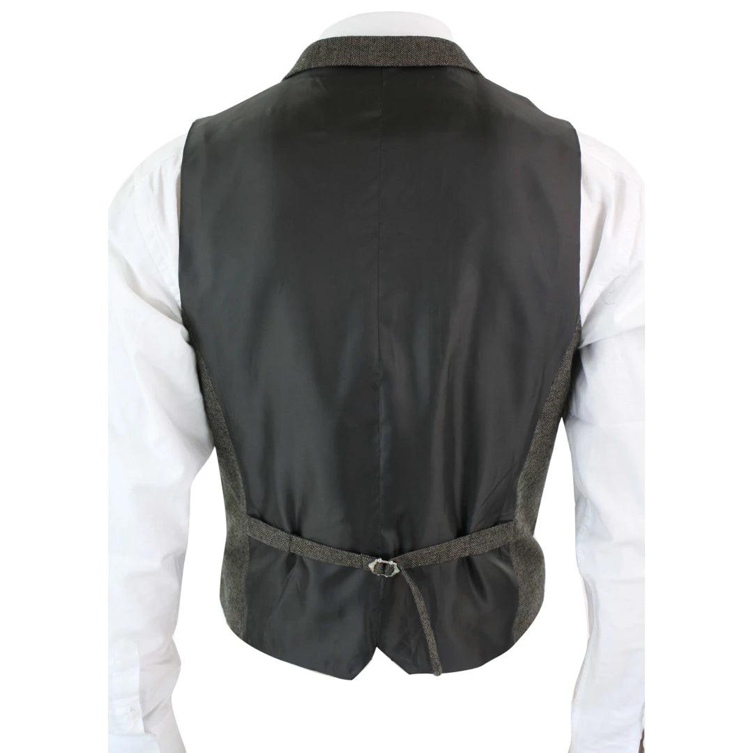 Mens Herringbone Tweed Gatsby Blinders Classic Double Breasted Waistcoat - Knighthood Store