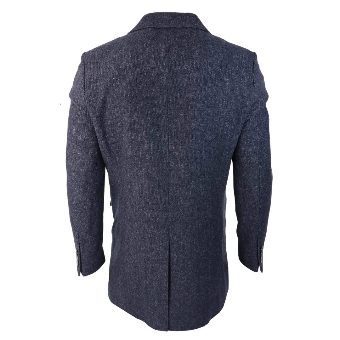 Mens Smart Casual 3/4 Wool Overcoat Jacket Herringbone Tweed 3 Button Coat - Knighthood Store