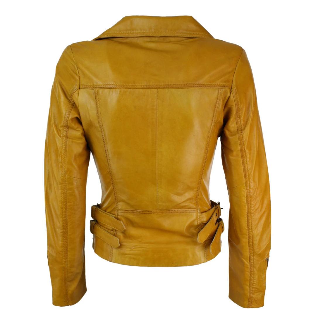 Ladies 100% Real Leather Jacket Short Fitted Bikers Style Black Vintage Rock - Knighthood Store
