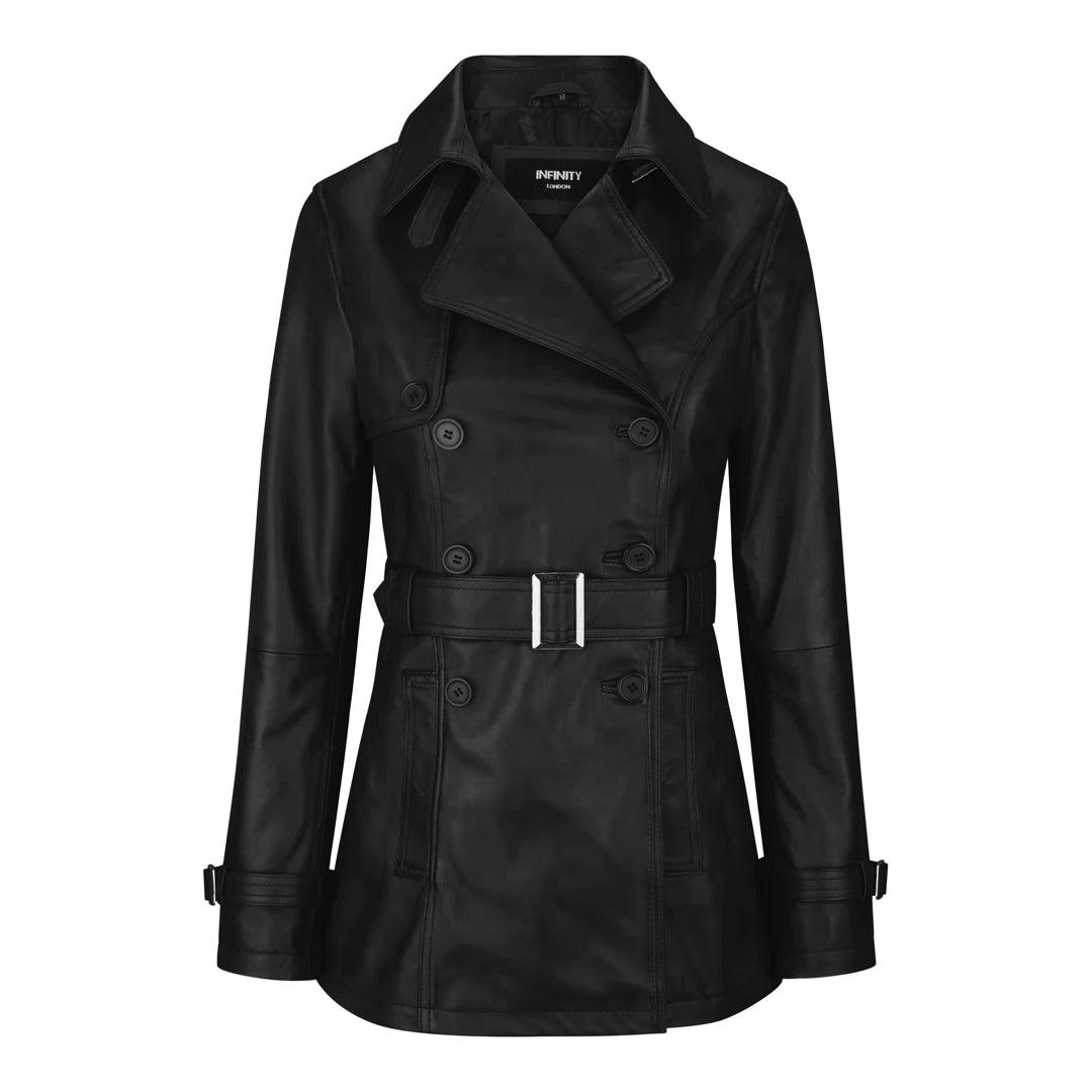 Women's Black Superior Leather Biker Jacket Coat Vintage Retro Design - Knighthood Store