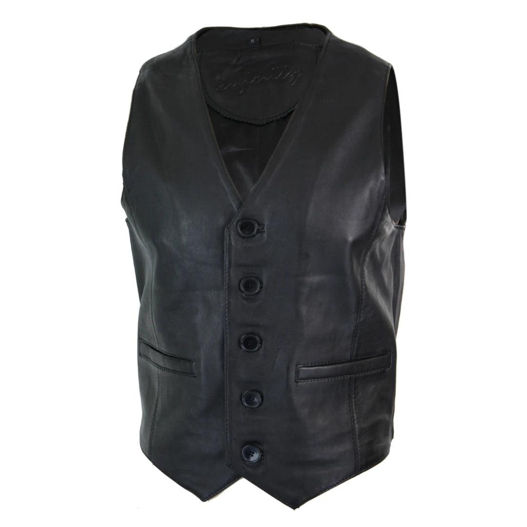 Mens Real Leather Gilet Waistcoat Classic Vintage Retro Black Camel - Knighthood Store
