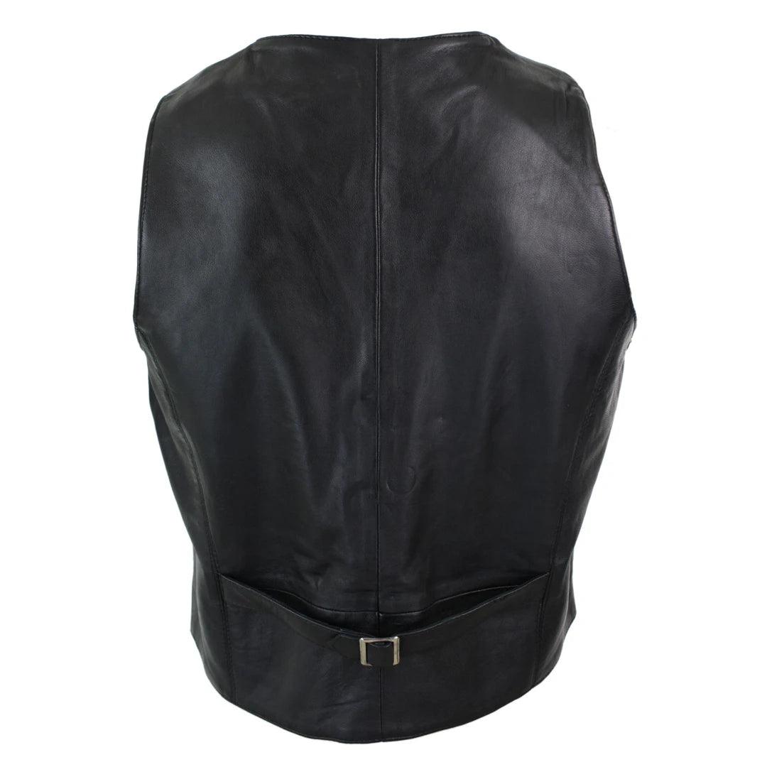 Mens Real Leather Gilet Waistcoat Classic Vintage Retro Black Camel - Knighthood Store