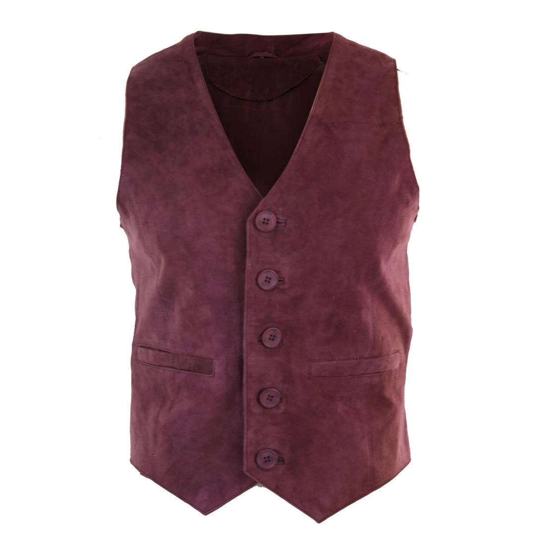 Mens Waistcoat Gilet Real Genuine Suede Leather Retro Vintage Western Vest - Knighthood Store