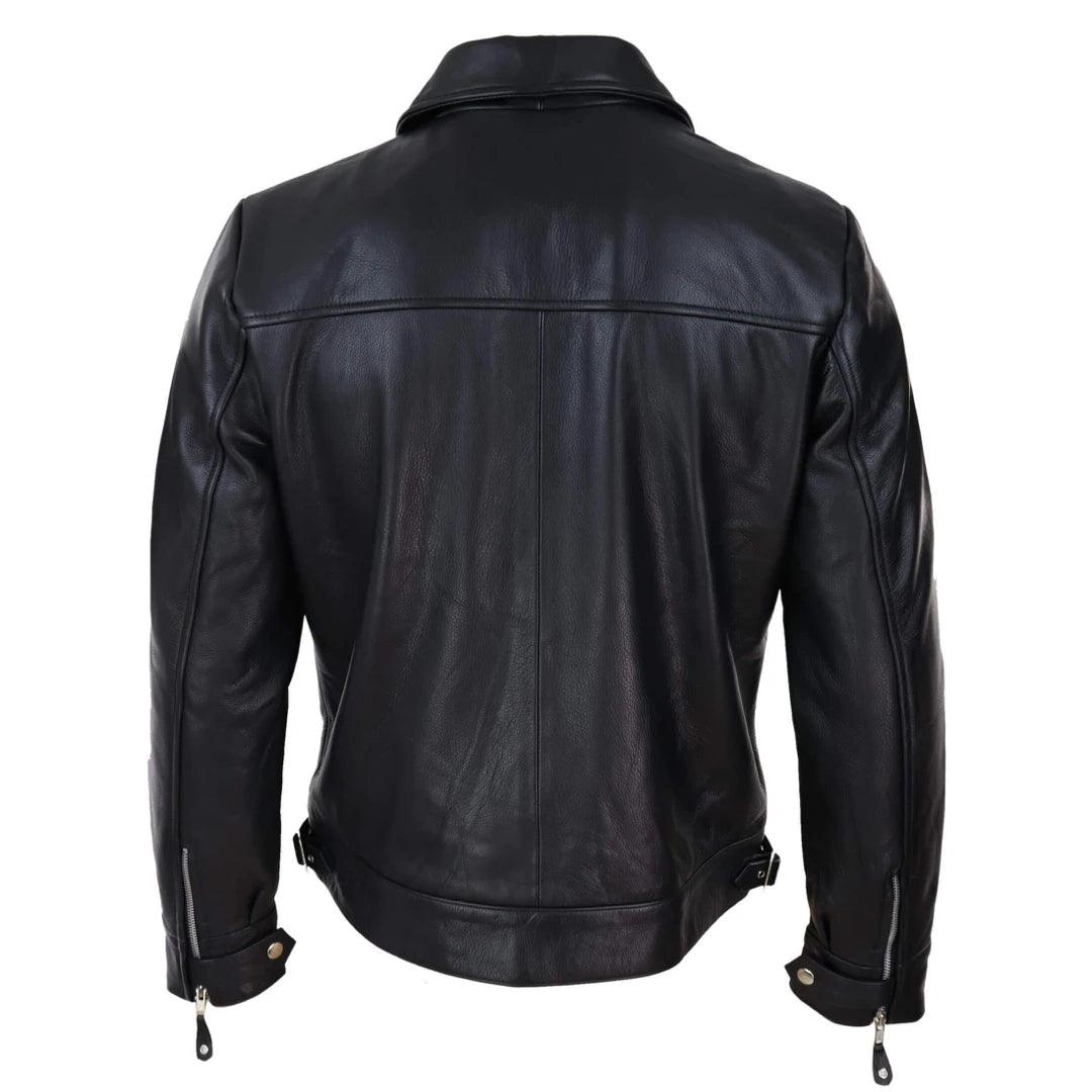 Mens Vintage Black Brown Zip Box Jacket Classic Vintage Car Coat Retro - Knighthood Store