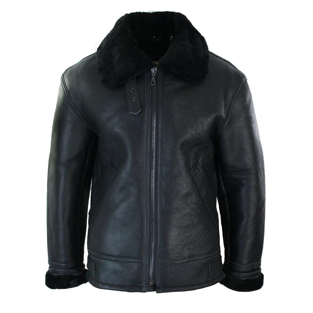 Mens Real Leather Sherling Sheepskin Original B3 Flying Pilot Jacket Warm Winter - Knighthood Store