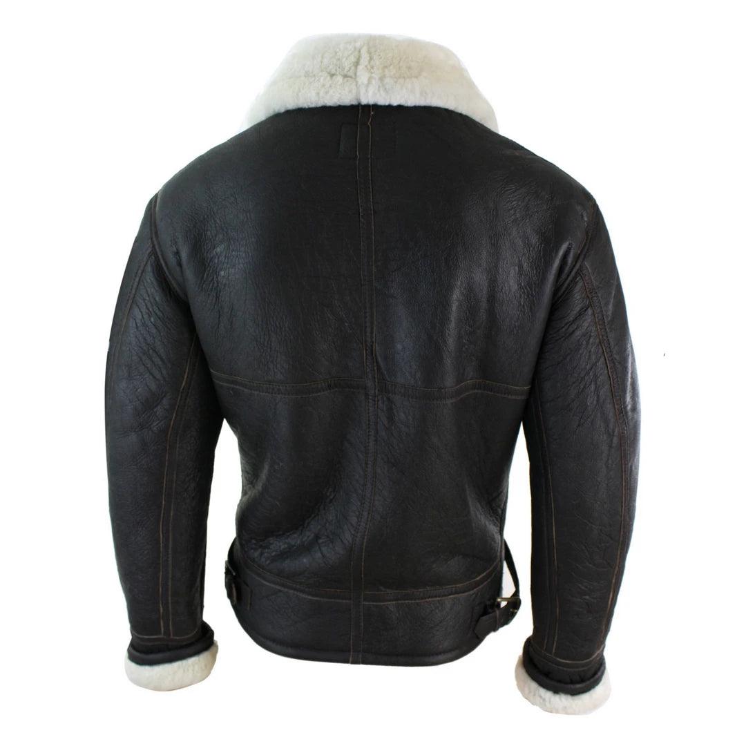 Mens Real Leather Sherling Sheepskin Original B3 Flying Pilot Jacket Warm Winter - Knighthood Store