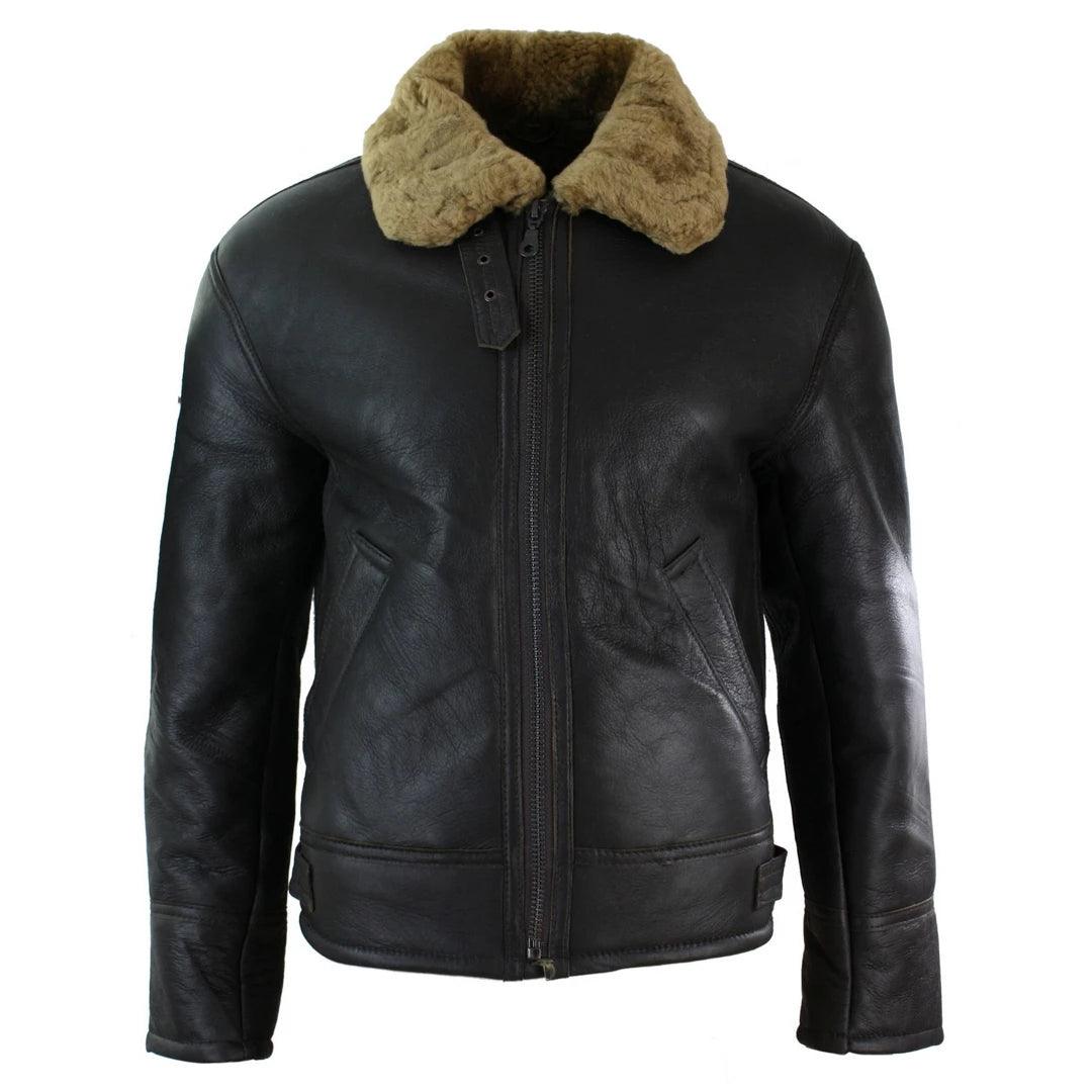 Mens Real Leather Sherling Sheepskin Original B3 Flying Pilot Jacket Warm Winter - Knighthood Store