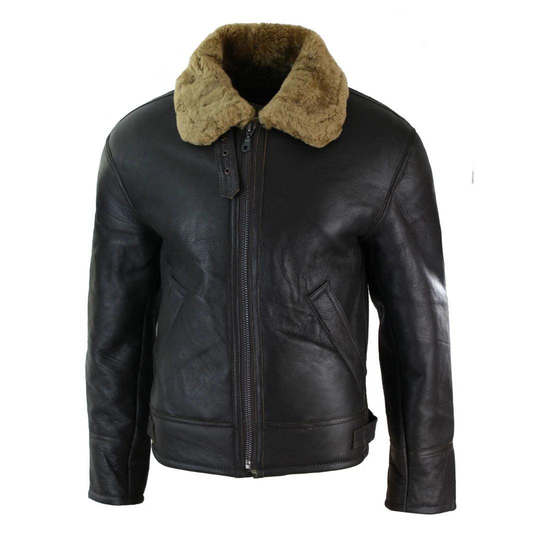 Mens Real Leather Sherling Sheepskin Original B3 Flying Pilot Jacket Warm Winter - Knighthood Store