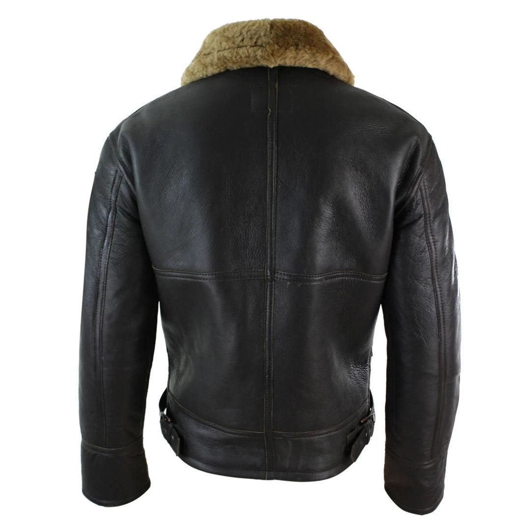Mens Real Leather Sherling Sheepskin Original B3 Flying Pilot Jacket Warm Winter - Knighthood Store