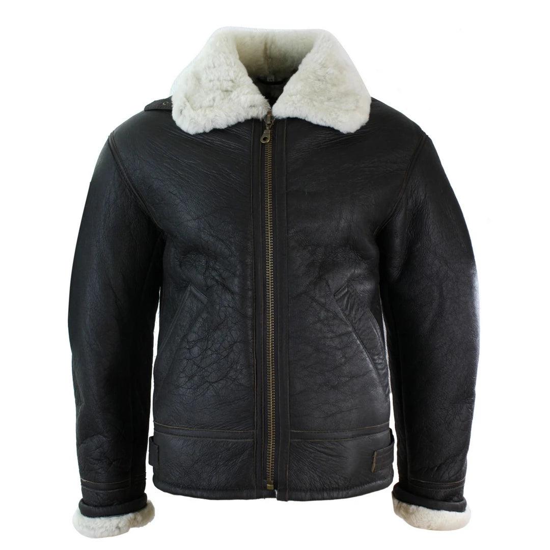 Mens Real Leather Sherling Sheepskin Original B3 Flying Pilot Jacket Warm Winter - Knighthood Store