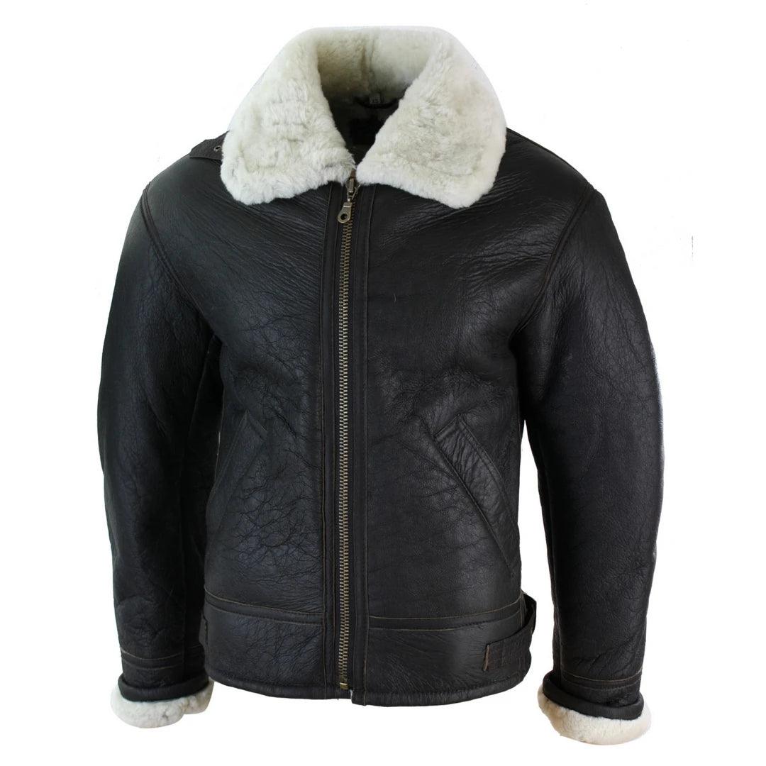 Mens Real Leather Sherling Sheepskin Original B3 Flying Pilot Jacket Warm Winter - Knighthood Store