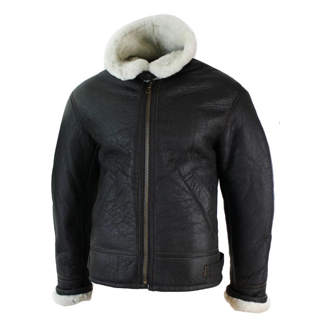 Mens Real Leather Sherling Sheepskin Original B3 Flying Pilot Jacket Warm Winter - Knighthood Store
