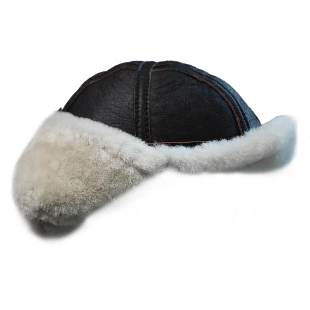 Mens Genuine Sheepskin Pilot Aviator Trapper Hat Brown Ginger Beige Flying - Knighthood Store
