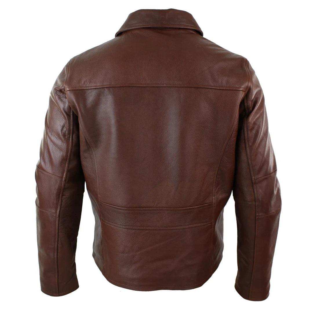Mens Classic Real Leather Soft Hide Zipped Collar Box Jacket Smart Casual Fit - Knighthood Store