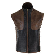 Mens Real Leather Black Brown Waistcoat Gilet Japanese Mortal Kombat Vest - Knighthood Store