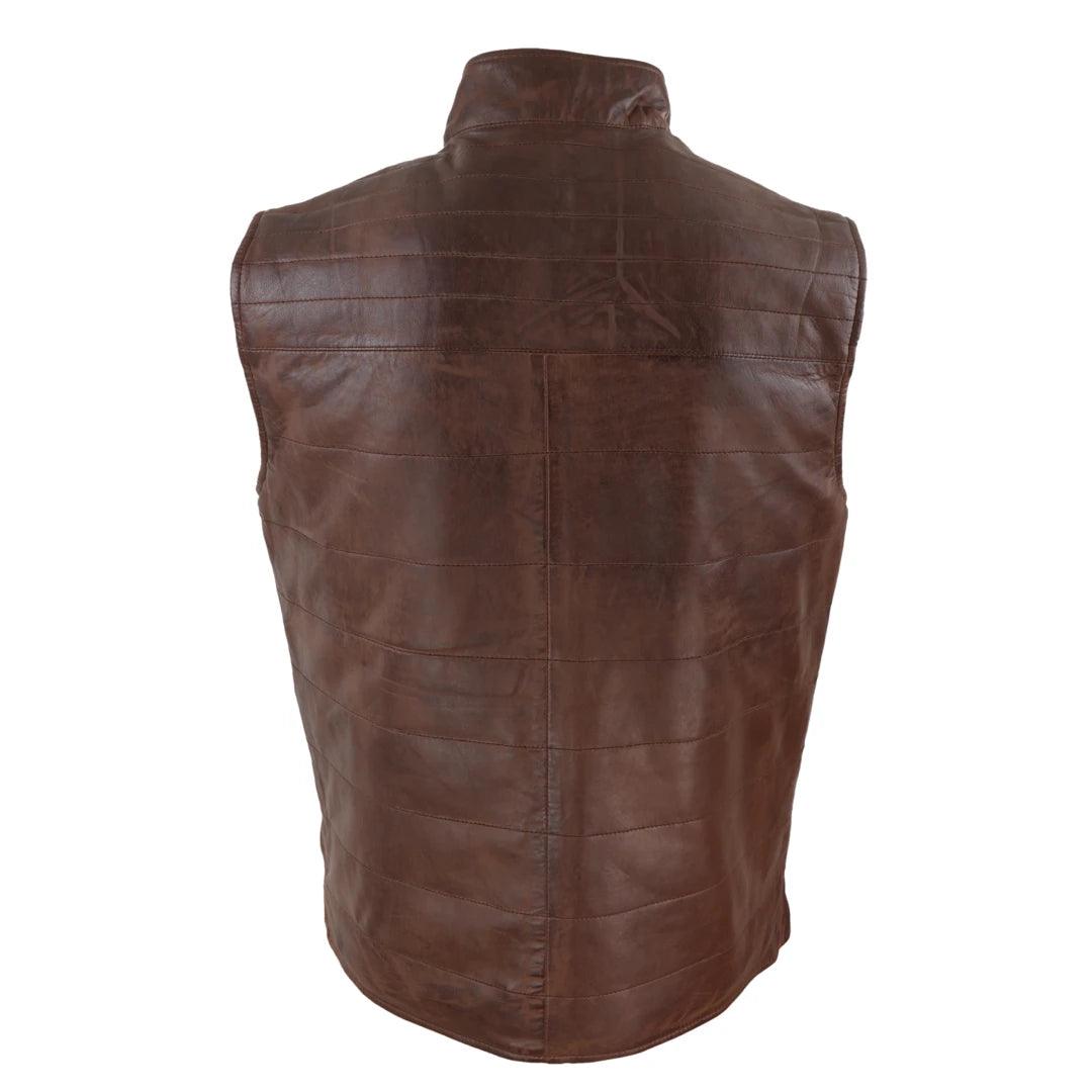 Mens Real Leather Black Brown Waistcoat Gilet Reversible Vest Smart Casual - Knighthood Store