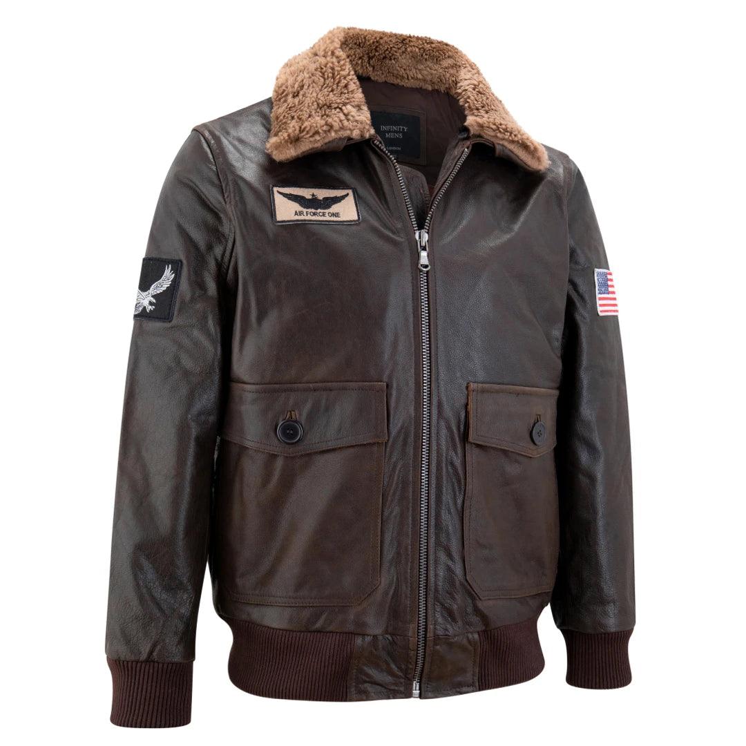 Mens Real Leather US Aviator Air Force Pilot Flying Bomber Jacket - Knighthood Store