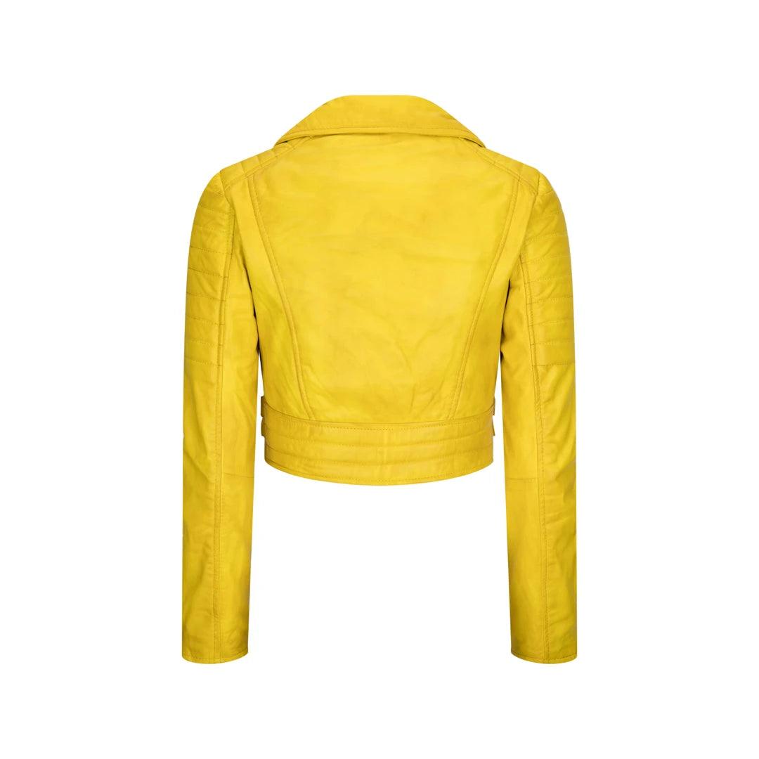 Womens Short Real Leather Jacket Cross Zip Biker Slim Fit Brando Soft Classic - Knighthood Store