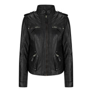 Ladies Women Genuine Real Leather Slim Fit Yellow Green Pink Biker Jacket - Knighthood Store