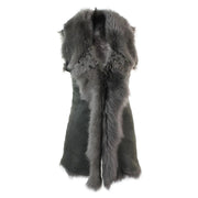 Ladies Women Real Spanish Toscana Shearling Sheepskin Grey Leather Waistcoat Gillet - Knighthood Store
