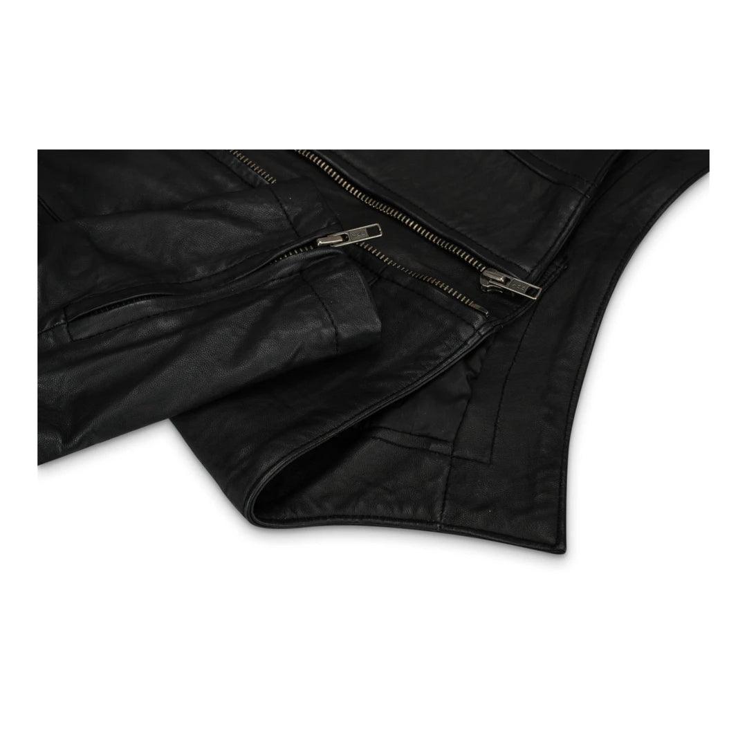 Womens Ladies Girls Soft Black Real Leather Racing Biker Style Jacket - Knighthood Store