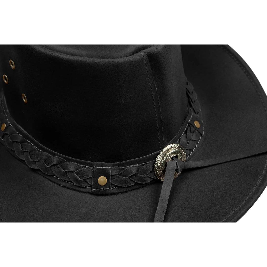 Australian Unisex Western Cowboy Hat Real Leather Outback Riding Outlaw Classic - Knighthood Store