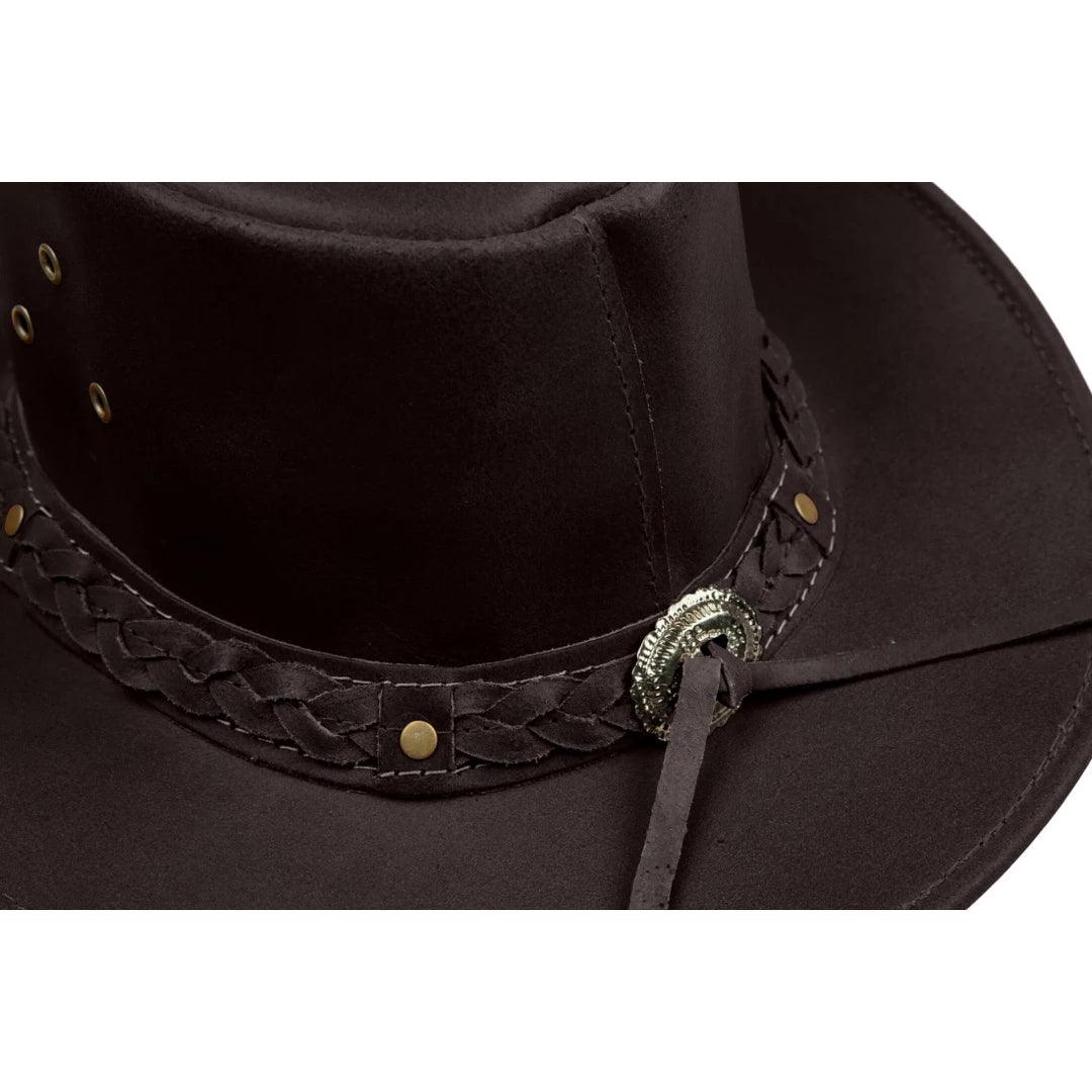 Australian Unisex Western Cowboy Hat Real Leather Outback Riding Outlaw Classic - Knighthood Store