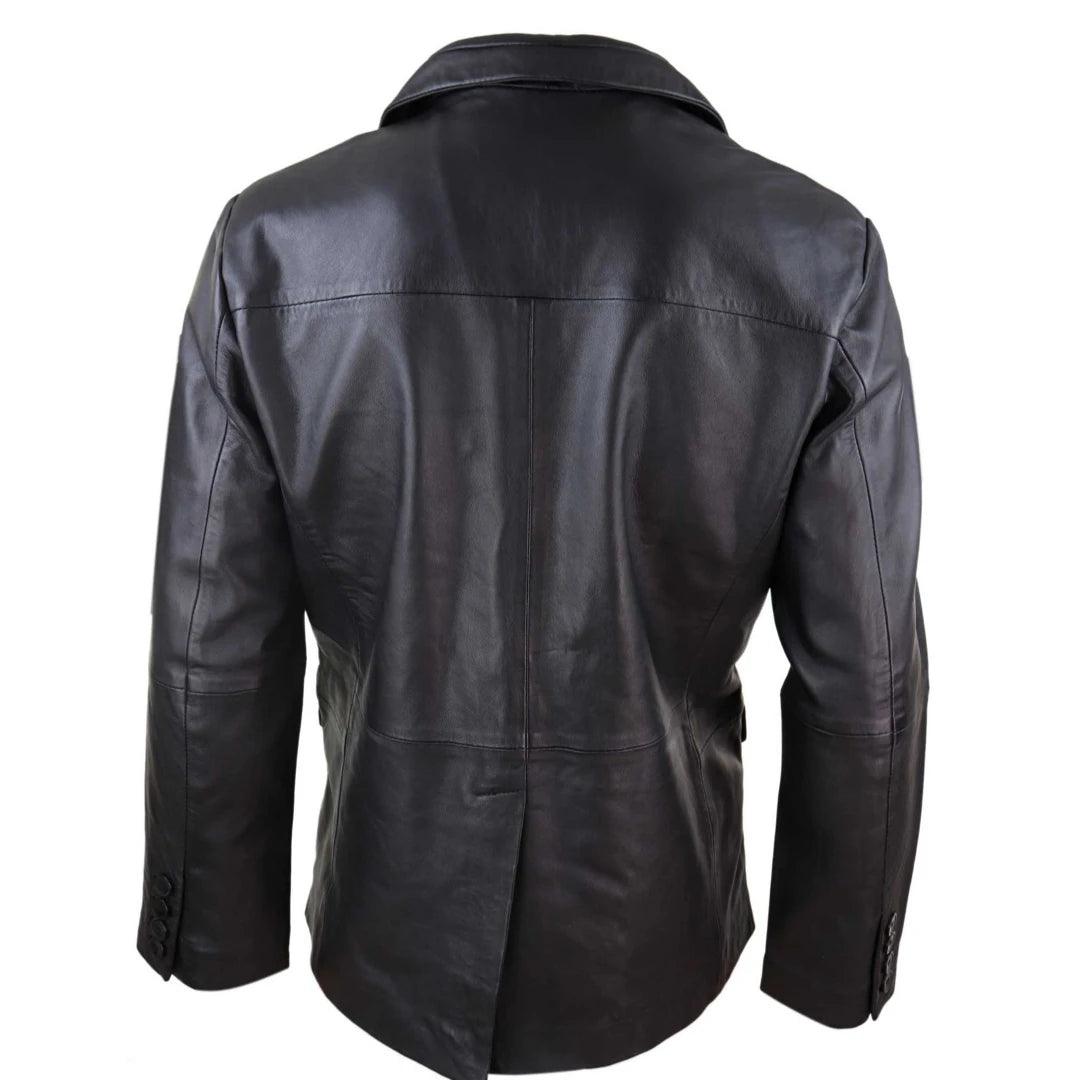 Mens Regular Fit Classic Genuine Leather 2 Button Blazer Jacket Vintage - Knighthood Store