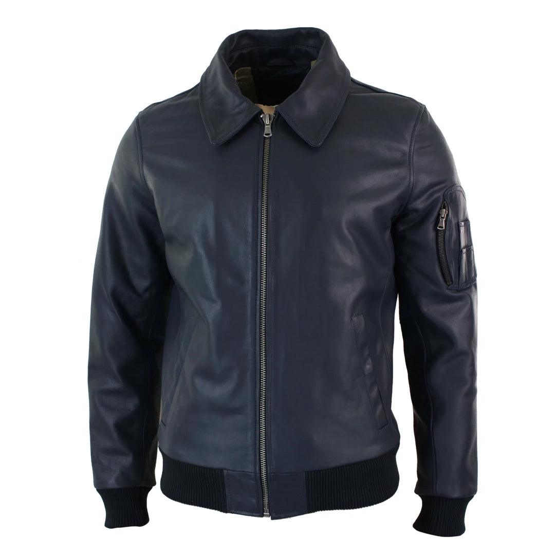 Mens Genuine Real Leather Harrington Bomber MA1 Classic Pilot MOD Jacket - Knighthood Store