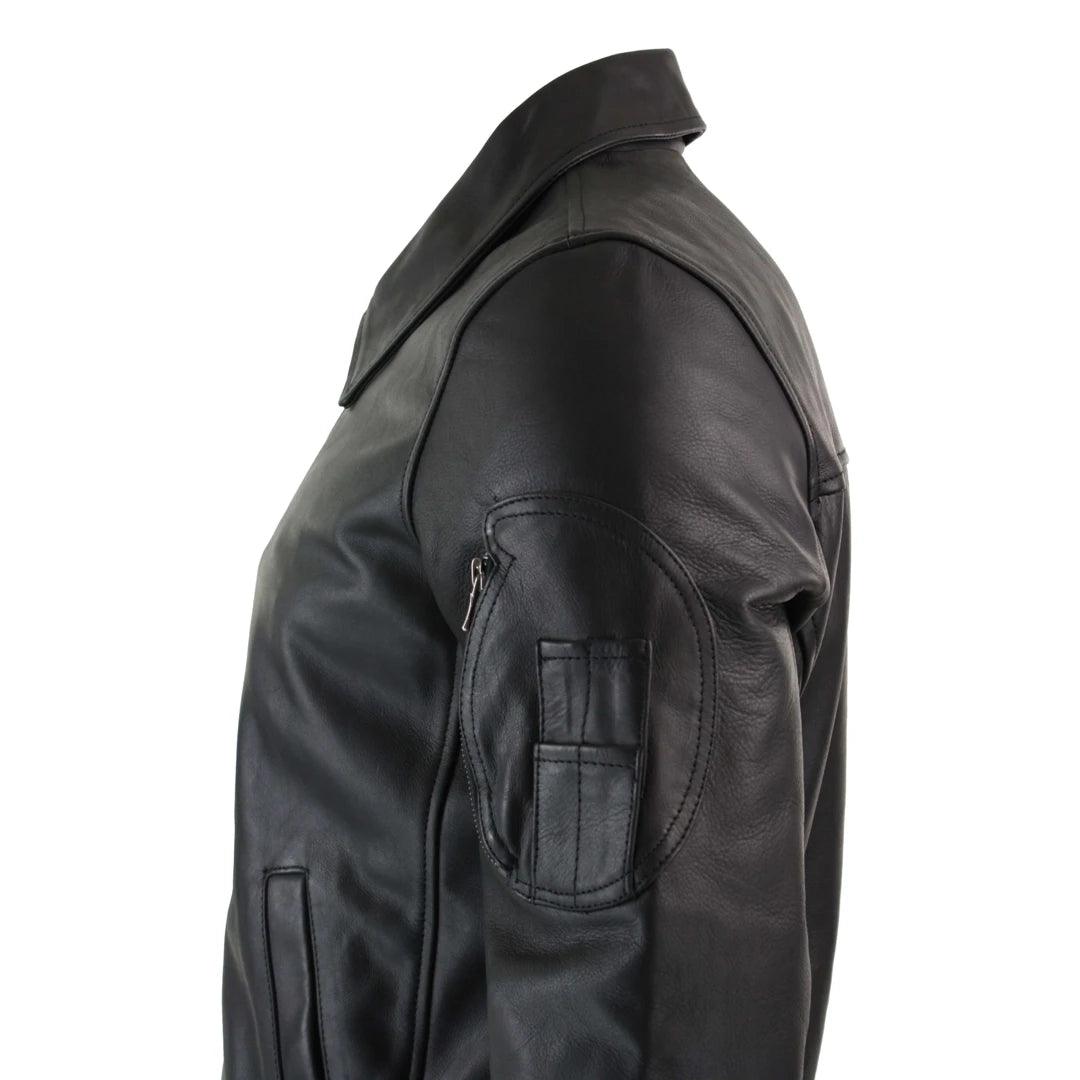 Mens Genuine Real Leather Harrington Bomber MA1 Classic Pilot MOD Jacket - Knighthood Store