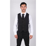 Mens Classic Waistcoat Prince Of Wales Check Black Slim Fit Vintage Wedding - Knighthood Store