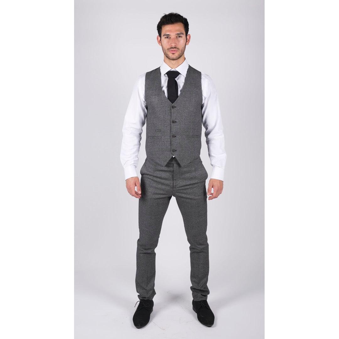 Mens Classic Waistcoat Prince Of Wales Check Grey Slim Fit Vintage Wedding - Knighthood Store