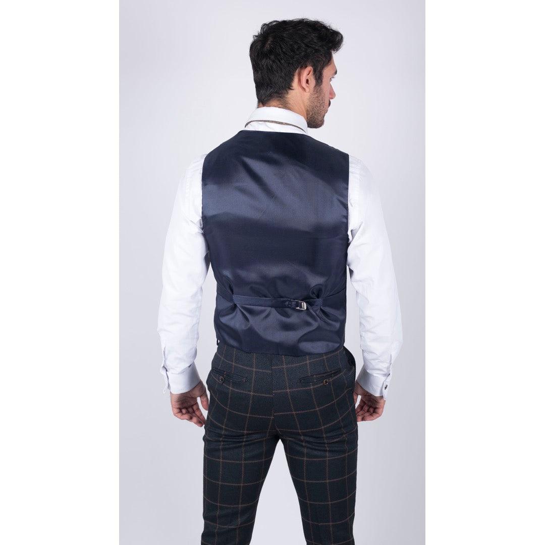 Mens Double Breasted Herringbone Tweed Blinders Vintage Check Waistcoat - Knighthood Store