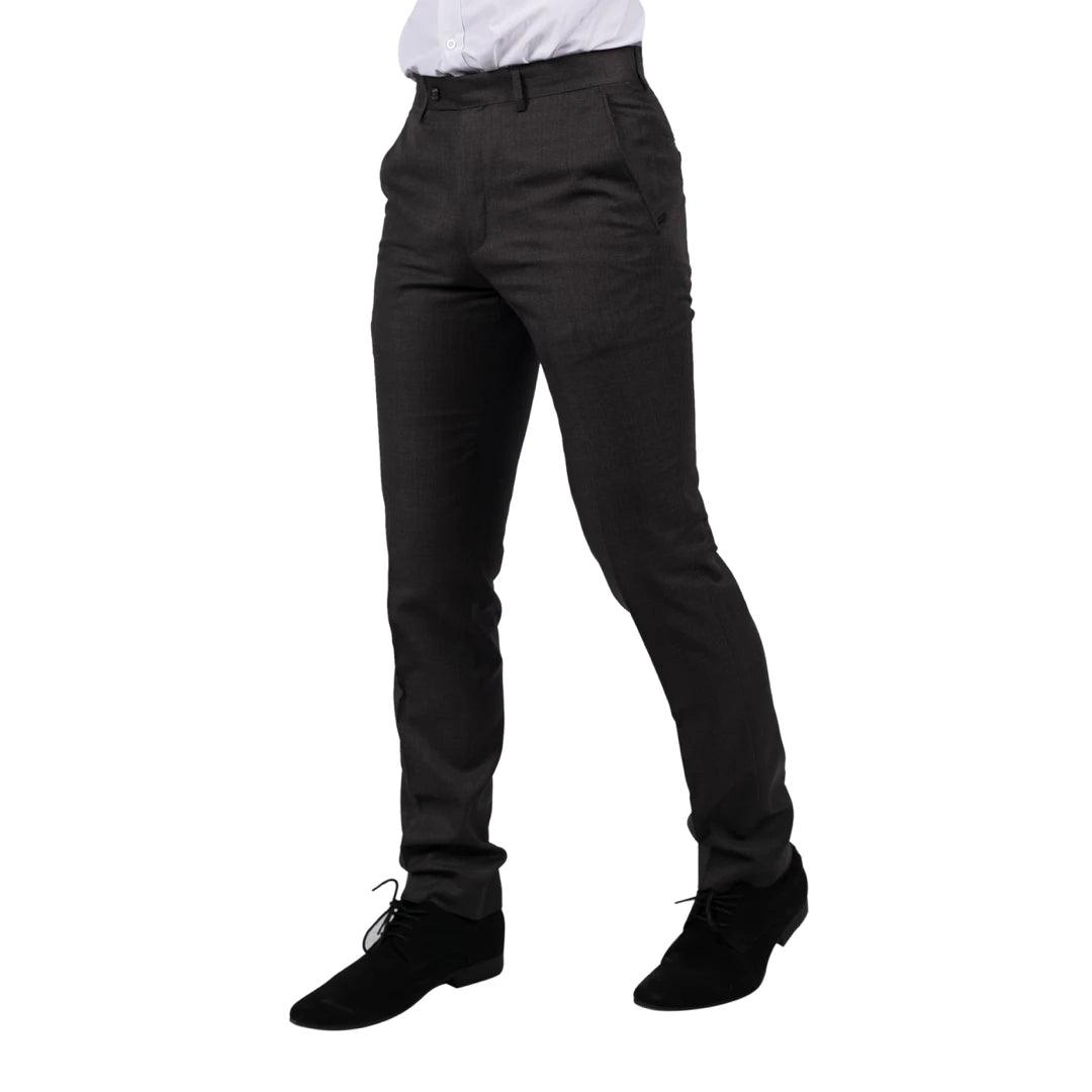 Mens Dark Grey Charcoal Trousers Classic Stitch Wedding Summer Prom Classic - Knighthood Store