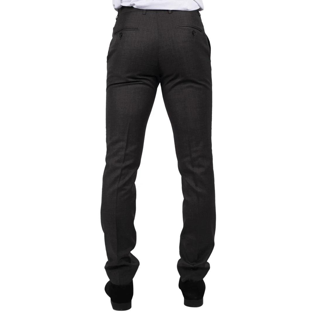 Mens Dark Grey Charcoal Trousers Classic Stitch Wedding Summer Prom Classic - Knighthood Store