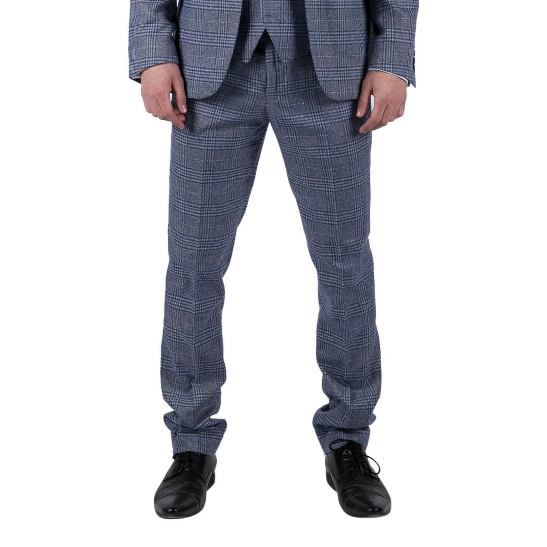 Royal Blue herringbone Tweed Wide Leg Pant Suit