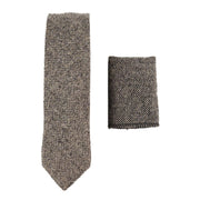 Mens Herringbone Tweed Wool Tie & Hankerchief 2" Smart Formal - Knighthood Store