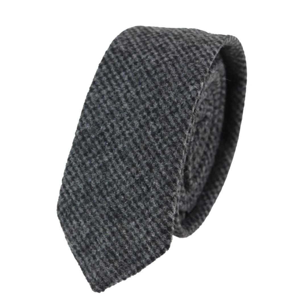 Mens Herringbone Tweed Wool Tie & Hankerchief 2" Smart Formal - Knighthood Store