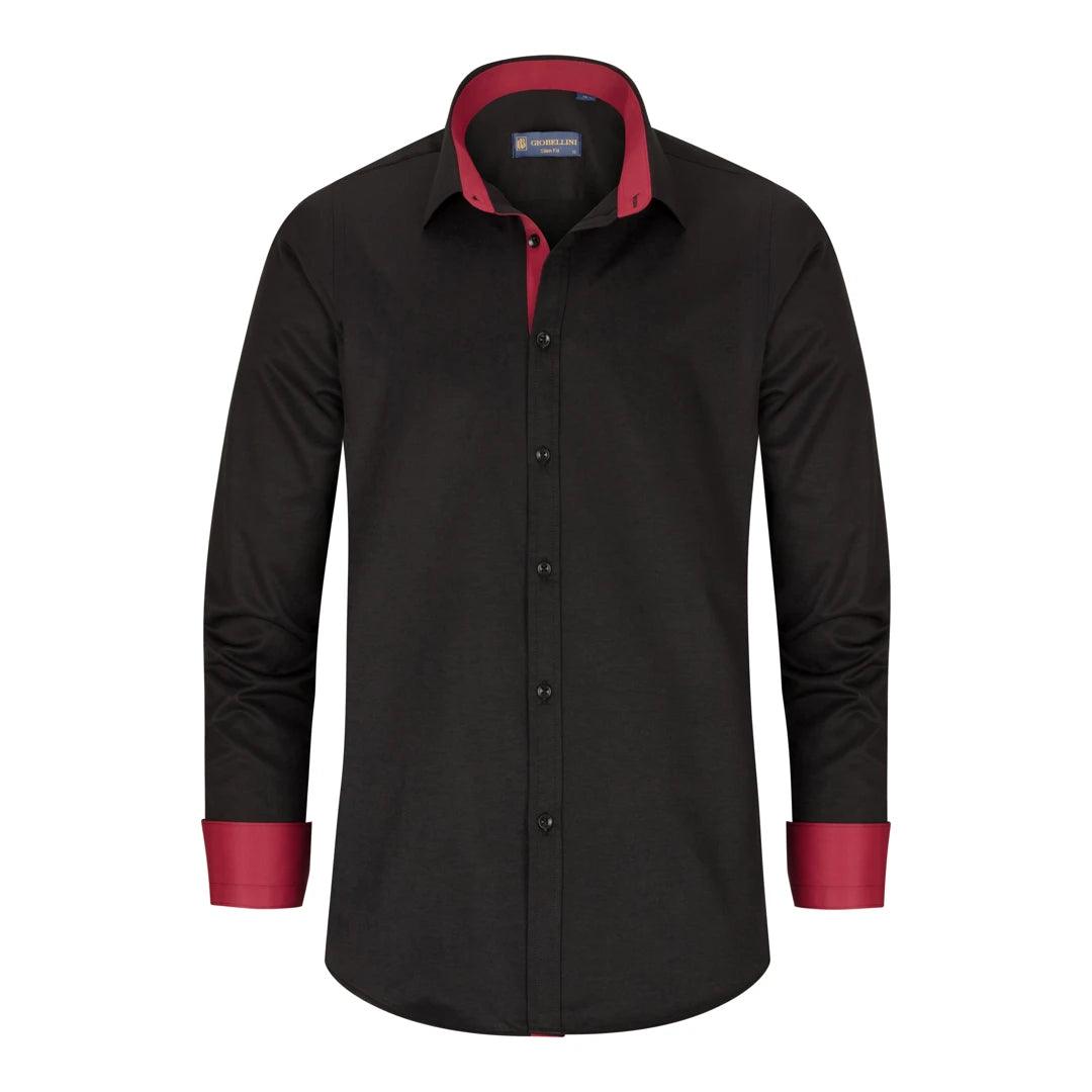 Mens Button Down Cuff Shirt Smart Casual Formal Slim Fit Cotton Long Sleeve - Knighthood Store