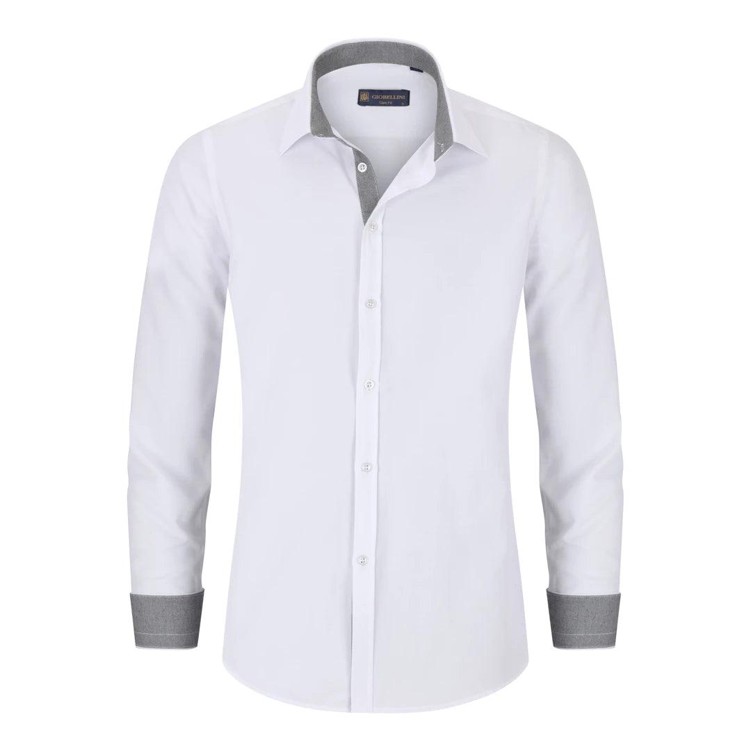 Mens Button Down Cuff Shirt Smart Casual Formal Slim Fit Cotton Long Sleeve - Knighthood Store