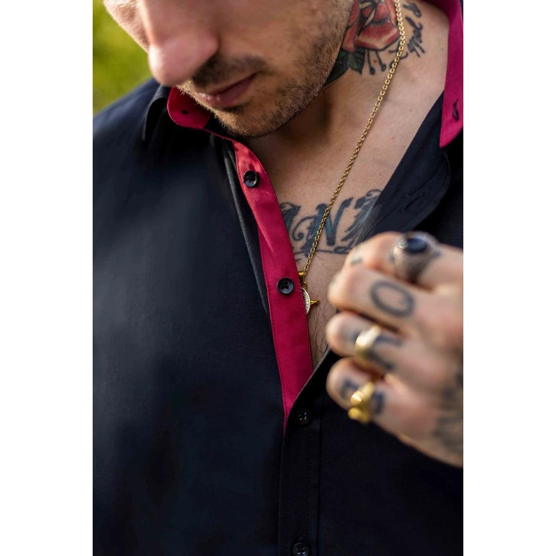 Mens Button Down Cuff Shirt Smart Casual Formal Slim Fit Cotton Long Sleeve - Knighthood Store